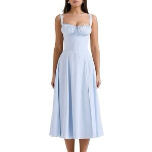 CARMEN Soft Blue Cotton Bustier Sundress